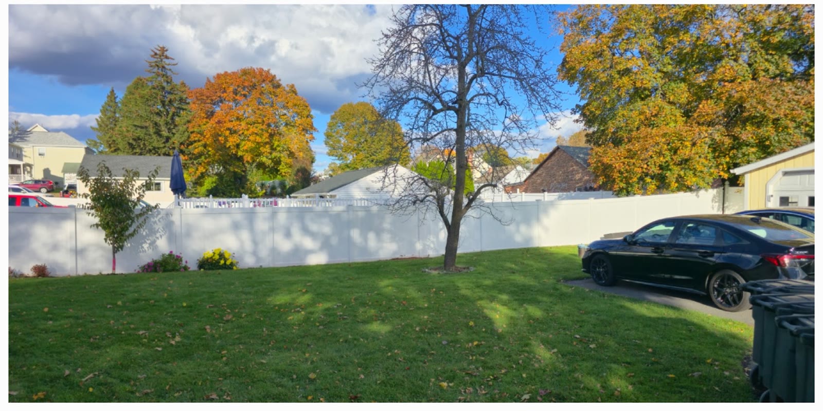 Vinyl fence — restored to bright white