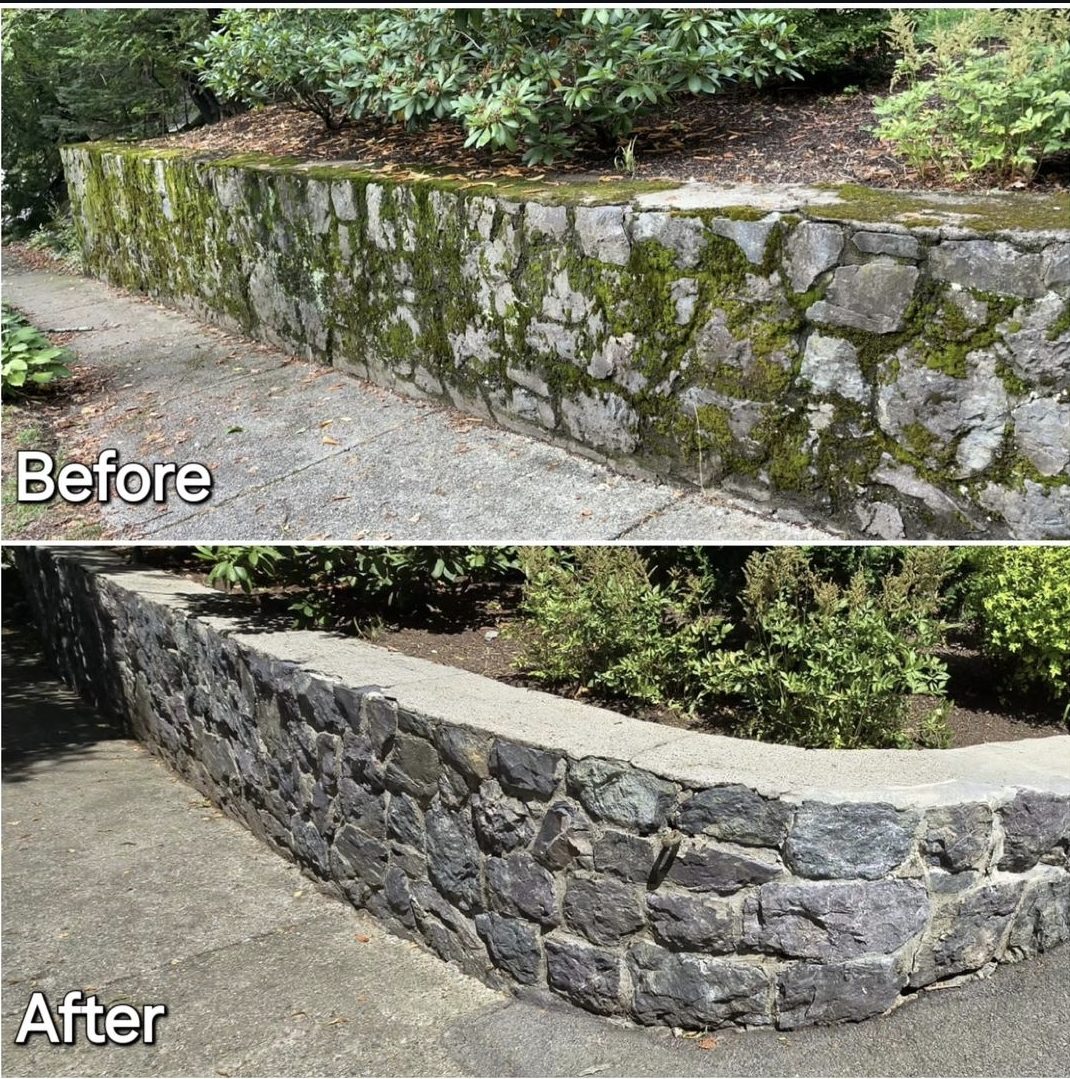 Stone Wall Restored — Before & After