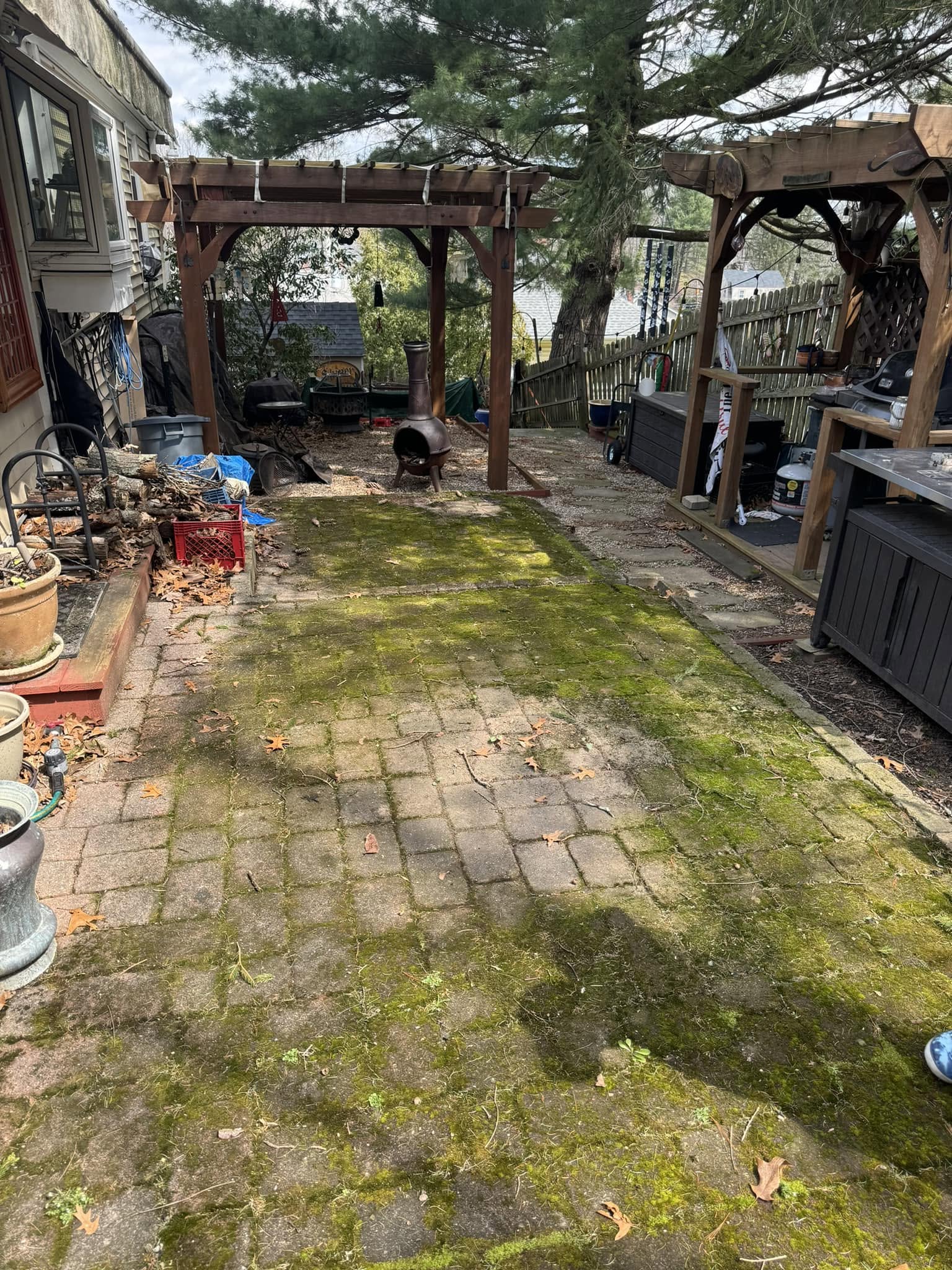 Patio paver restoration — before